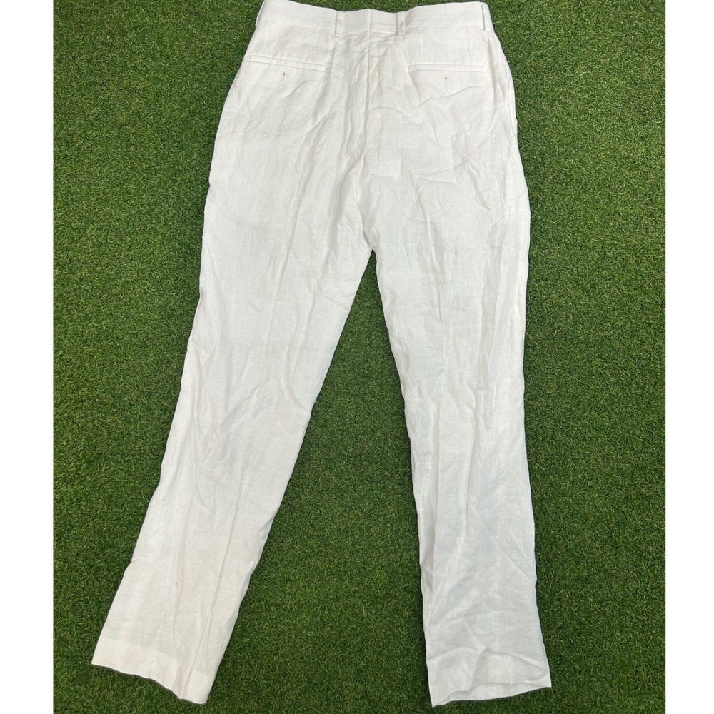 Bar III Mens 30x32 Slim Fit 100% Linen Dress Pants White Summer Trousers - Picture 7 of 7